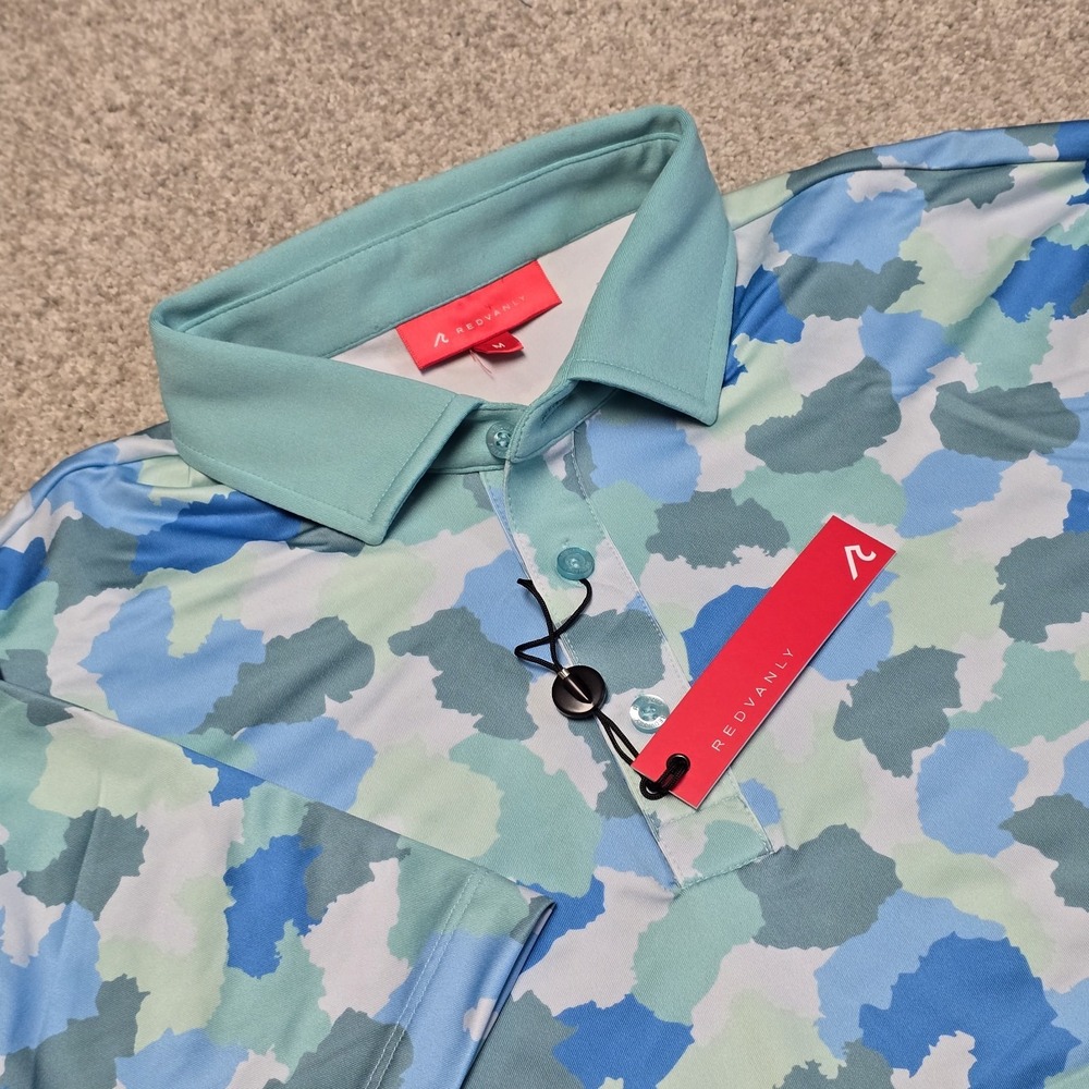 Redvanly Men's Dawson Golf Polo Shirt Pool Green Performance Stretch Sz M‎ NWT